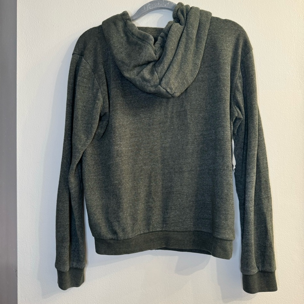 Brandy Melville Green Heathered Zip Up Hoodie Sweatshirt One Size - Picture 3 of 3